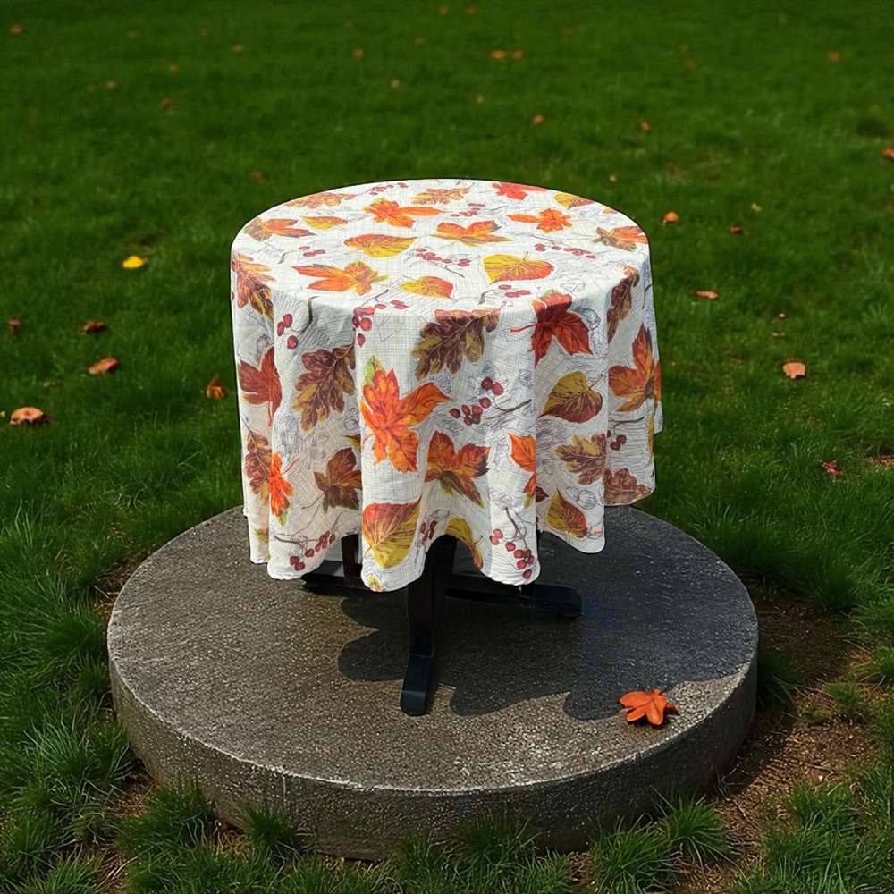 Mainstays Fall Themed Fabric‎ Round Tablecloth 70"